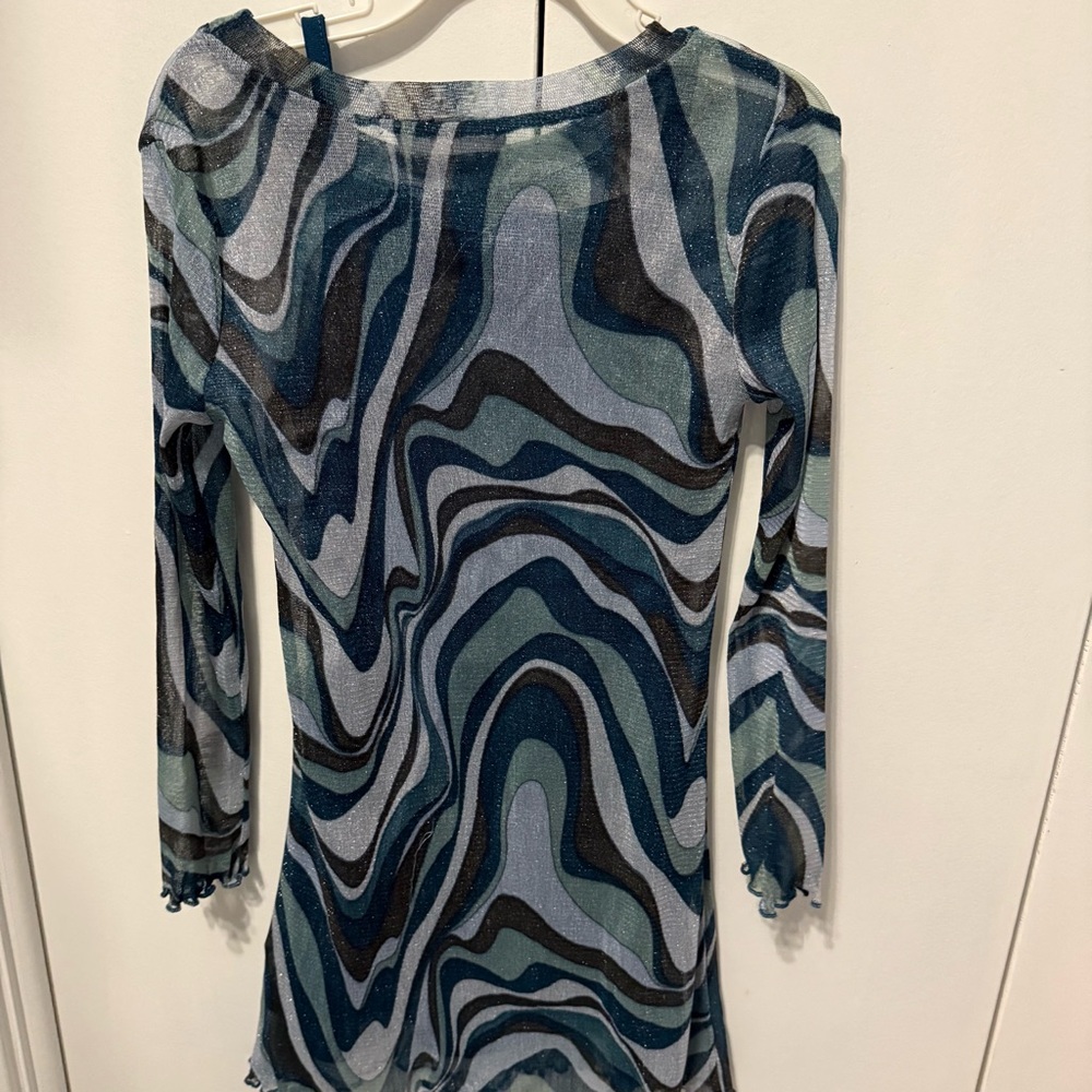 Knitworks Kids Dress with Blue and Green Swirl Pattern